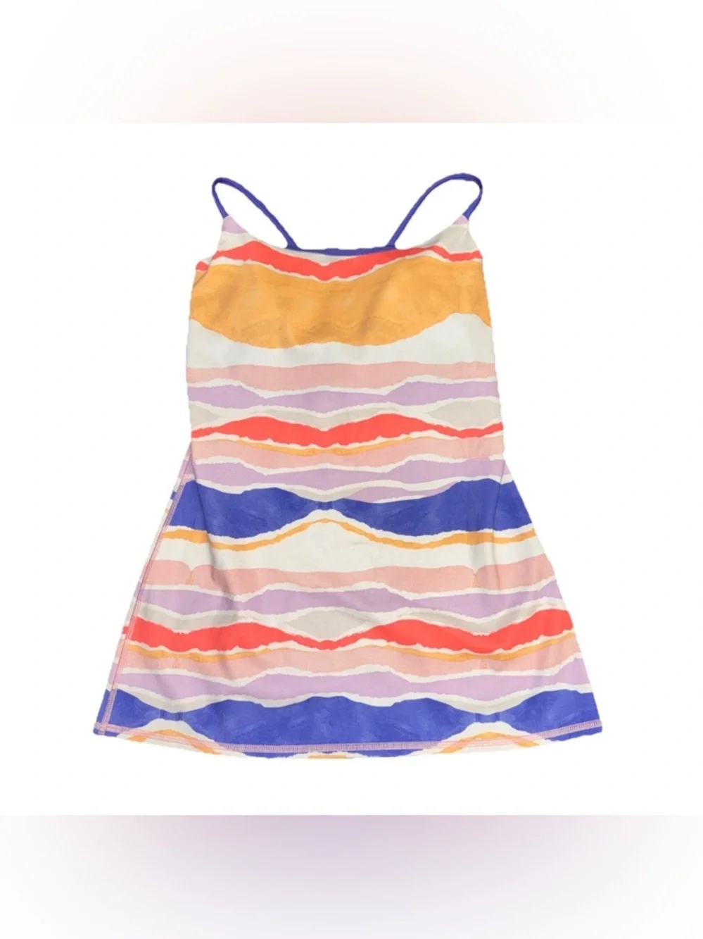 Lululemon Dancing Warrior Athletic Tank Top White Orange Purple Womens Sz 6 Read